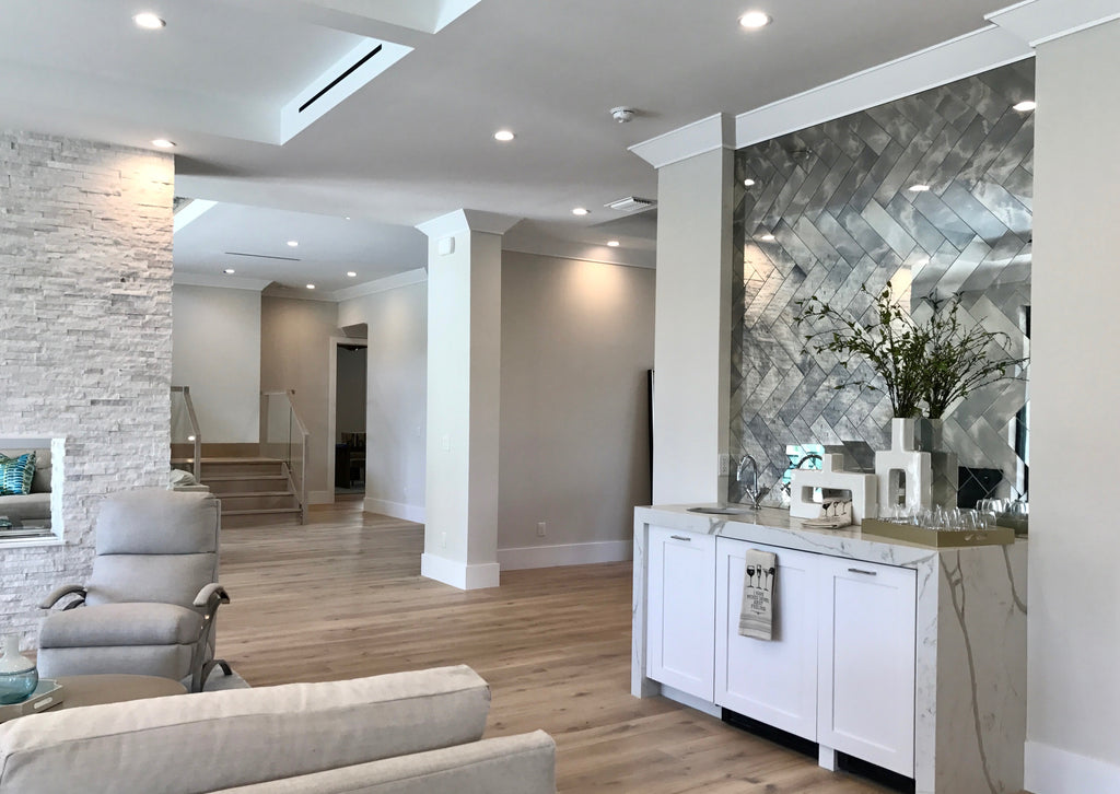 Herringbone Antique Mirror Tiles