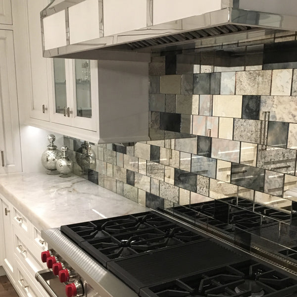 Antique Mirror tile backsplash